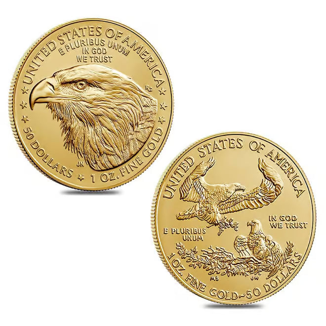 1 oz Gold American Eagle $50 Coin BU (Random Year) image 2